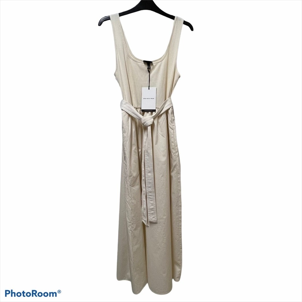 Who What Wear Cream Belted Tank Dress NWT